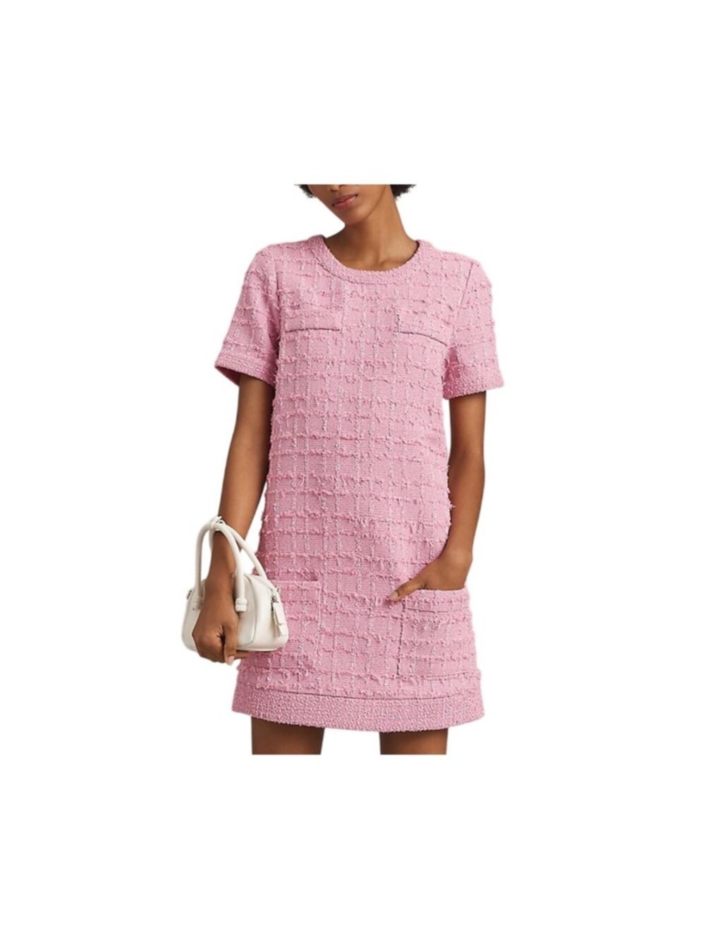 Endless Rose Pink Tweed Short-Sleeve Shift Dress